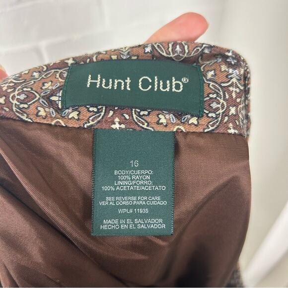 Vintage Hunt Club Brown Patterned Wrap Skirt Size 16 - Picture 2 of 7